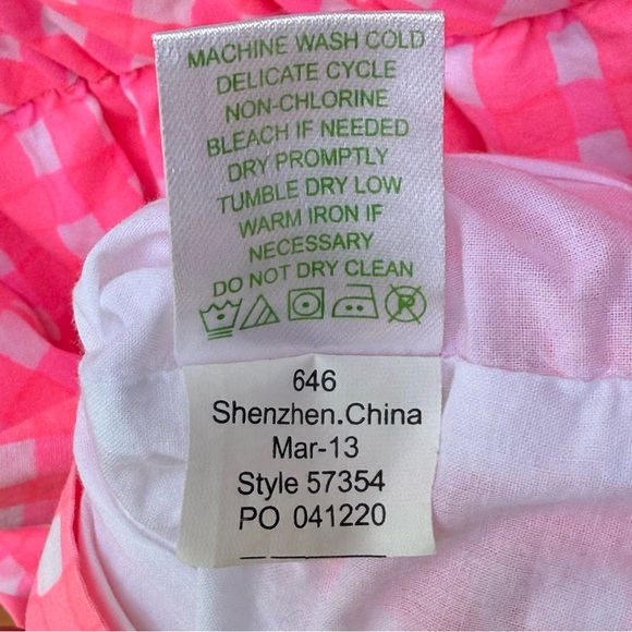 Lilly Pulitzer Athens Strapless Mini Dress Yummy Melon Pink Gingham Size XS - Picture 7 of 7
